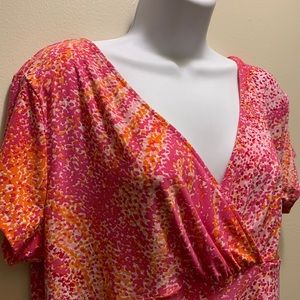 Chaps pink and orange crossover blouse size XL